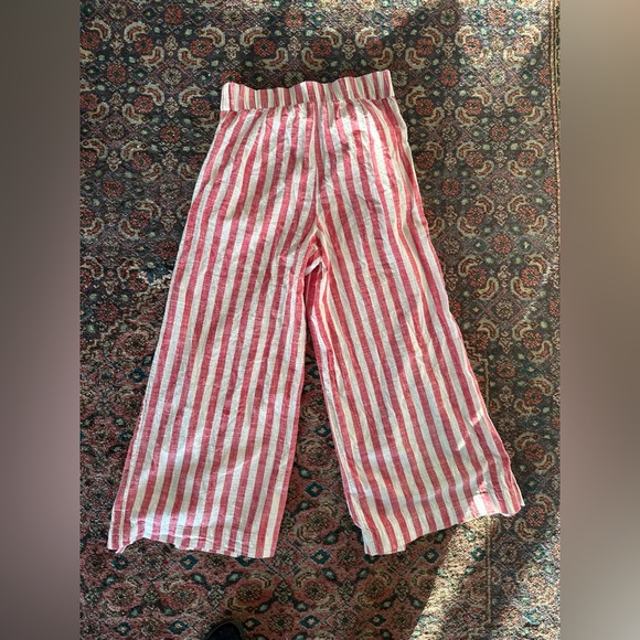 SOLD- UO Red & White Striped Gauze Cotton Split Leg Pants Size S - Picture 3 of 7